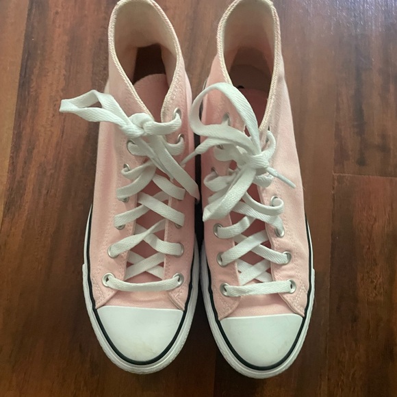 Converse Pink and White High-Top Sneakers - Picture 3 of 4
